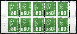 FRANCE - 1976 - Bloc De 10 Du N° 1891b - 80 C. Vert - (Marianne De Béquet) - (Sans Bande De Phosphore) - Unused Stamps