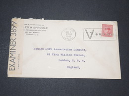 CANADA - Enveloppe De Toronto Pour Londres En 1943 Avec Contrôle Postal - L 14325 - Cartas & Documentos