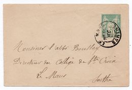 Entier Postal 5c Type Sage 1892 Le Mans Pour L'abbé Boulay école Ste-Croix Le Mans (Sarthe) - Standaardomslagen En TSC (Voor 1995)