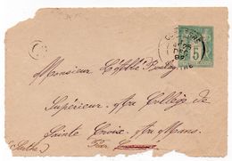 Entier Postal 5c Type Sage 1892 Connerré Pour L'abbé Boulay école Ste-Croix Le Mans (Sarthe) - Enveloppes Types Et TSC (avant 1995)