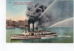 PORTLAND Harbor, Oregon, USA, Fireboat "Geo. H. Williams", Pre-1920 Mitchell Postcard - Portland