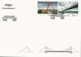 ISLANDIA/ ISLAND/ ICELAND - EUROPA 2018  "PUENTES.- BRIDGES - BRÜCKEN - PONTS" - FDC De La SERIE De 2 SELLOS ADHESIVOS - 2018