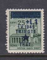 Venezia Giulia And Istria 1945 Yugoslav Trieste Occupation S2 1l On 25c Green Mint Hinged - Occ. Yougoslave: Trieste