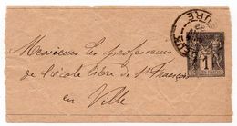 Entier Postal 1c Type Sage Sur Bande Journal 1892 Evreux (Eure) Pour Villé (Bas-Rhin) - Bandes Pour Journaux