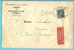 724T Op Brief Per EXPRES Met Telegraafstempel BRUXELLES PAL. JUSTICE / BRUSSEL GERECHTSHOF - 1946 -10%