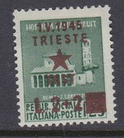 Venezia Giulia And Istria 1945 Yugoslav Trieste Occupation S7 2 Lire+ 2 Lire On 25c Mint Hinged - Jugoslawische Bes.: Triest