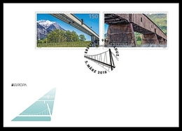 LIECHTENSTEIN - EUROPA 2018 - TEMA ANUAL "PUENTES.- BRIDGES - BRÜCKEN - PONTS" - FDC De La SERIE - 2018