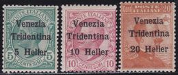 TRENTINO ALTO ADIGE 1918 VEIII Serie Sovrastampata 3v Gomma Integra , MNH** - Trento