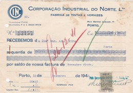 PORTUGAL COMMERCIAL INVOICE - PORTO - FISCAL STAMPS - Portugal