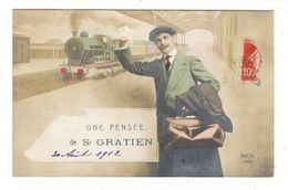 VAL  D' OISE  /  UNE  PENSEE  De  SAINT-GRATIEN  ( Voyageur , Gare , Train Et Locomotive à Vapeur ) /  Edit.  REX - Saint Gratien