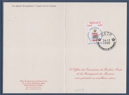 = Encart Double Meilleurs Vœux 2000 Office Des Emissions De Timbres Poste De Monaco Principauté Monaco 24 12 99 N°2229 - Postmarks