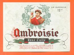 étiquette De Vin Rosé Tuilé Ambroisie - Maison Du Vin à Auboué - 75 Cl - Rosé (Schillerwein)