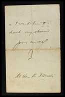 BENJAMIN DISRAELI SIGNED NOTE  1853 (26 Sept) Two Sided Handwritten Letter On Embossed "Hughenden Manor" Laid Paper Maki - Non Classificati
