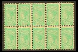 VICTORIA  1901-10 ½d Blue-green, Die I, Wmk Sideways, SG 384, Never Hinged Mint Block Of 10. For More Images, Please Vis - Altri & Non Classificati