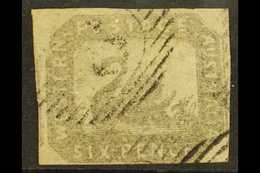 WESTERN AUSTRALIA  1857-59 6d Grey-black, SG 19, Lightly Used Showing Portion Of Stamp At Left. For More Images, Please  - Altri & Non Classificati