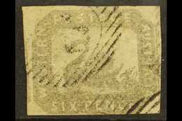 WESTERN AUSTRALIA  1857-59 6d Grey-black, SG 19, Lightly Used Showing Portion Of Stamp At Left. For More Images, Please  - Other & Unclassified
