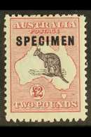 1915-27  £2 Purple-black & Pale Rose Kangaroo With "SPECIMEN" Overprint Type C (SG 45bs, BW 56xb), Fine Mint With Minima - Altri & Non Classificati