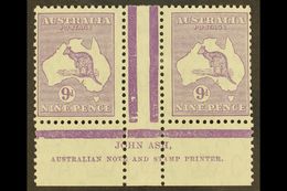 1932  9d Violet Roo (SG 133), ASH IMPRINT PAIR, Plate 3 - First State, BW 29z, Mint (stamps Never Hinged). For More Imag - Altri & Non Classificati