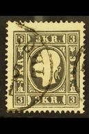 1858-59  3k Black Type Ib (Michel 11 Ib, SG 23), Fine Used, Very Fresh, Expertized A. Diena. For More Images, Please Vis - Altri & Non Classificati