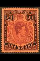 1938-52  £1 Purple & Black Red, SG 121, Very Lightly Hinged Mint For More Images, Please Visit Http://www.sandafayre.com - Bermuda