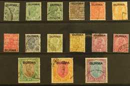 1937  India KGV Overprinted Set To 5R, SG 1/15, Fine Used. (15 Stamps) For More Images, Please Visit Http://www.sandafay - Burma (...-1947)