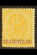 1868 - 71  25c On 3d Yellow, Perf 14, SG 31, Very Fine And Fresh Mint Og. For More Images, Please Visit Http://www.sanda - Altri & Non Classificati