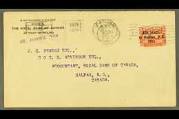 1921  Commercial Cover From St John's To Halifax Franked 35c Red Air Mail, SG 148f Tied By St John's Duplex Cancel. For  - Other & Unclassified