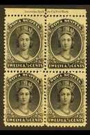 1860  12½c Black On Yellowish Paper, SG 13,  Inscription Block Of 4 Very Fine Mint. For More Images, Please Visit Http:/ - Other & Unclassified