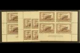 1942  20c Chocolate War Effort, SG 386, Uni 260, Plate No 2, All 4 Corner Blocks Of 4, Superb NHM. (4 Blocks) For More I - Other & Unclassified