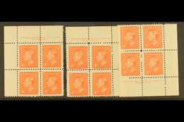 1949  4c Vermilion Geo VI, SG 417b, Uni 306, Scarce Plate No 6, As Upper Left, Upper Right And Lower Right Corner Blocks - Altri & Non Classificati