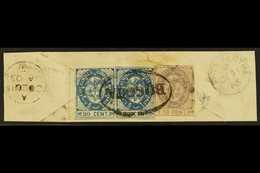 1865  10c Violet & 20c Blue Horizontal Pair (Scott 38/39) Tied Together On Large Piece / Cover Fragment By Full Oval "BO - Colombia