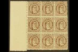 1893-1900  1d Brown Queen, SG 5, A Superb Left Marginal Block Of Nine, Fine Mint With Eight Being Never Hinged, Very Min - Cook