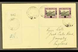 1940  3d On 1½d Black And Purple, SG 130, Horizontal Pair On Neat  "Wells" Envelope Registered PENRHYN ISLAND To England - Cook