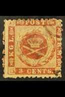 1872-73  3c Carmine Rose, Perf. 12½, Facit 3, Neat Part Target Cancel. For More Images, Please Visit Http://www.sandafay - Danish West Indies