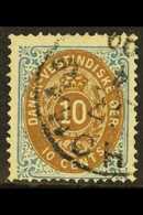 1873-1902  10c Bistre Brown And Blue, Frame Inverted, SG 23a, Showing Line Through "1" (Facit V15), Fine With Part St Th - Danish West Indies
