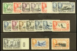 1938-50  Definitives Complete Basic Set From ½d To 10s, SG 146/162, Very Fine Mint, The 2s6d Is Never Hinged Mint Margin - Falkland