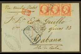 1867  (29 Nov) Entire Addressed To Cuba, Endorsed 'Via United States', Bearing 1862 80c Rose Napoleon SG 98 Horizontal S - Altri & Non Classificati