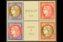 1937  PEXIP Exhibition Central Se-tenant BLOCK Of 4 With Labels From The Mini-sheet, Yvert 248/51, Fine Never Hinged  Mi - Altri & Non Classificati