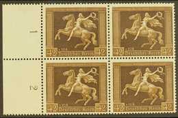 1938  42pf Brown Brown Ribbon (Michel 671y, SG 659), Superb Mint (three Stamps Are Never Hinged) Left Marginal BLOCK Of  - Altri & Non Classificati