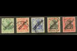 P.O. IN THE TURKISH EMPIRE  1908 Complete Set, Michel 48/52, Fine Cds Used. Top Three Values Signed A. Diena, Attractive - Other & Unclassified