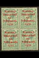 1922  4d Grey-green With Carmine Overprint, SG 6c, A Very Fine Mint Block Of Four. For More Images, Please Visit Http:// - Altri & Non Classificati
