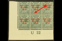 1922-23  4d Grey-green With Thom Three Line Overprint In Red, SG 58, With "BREAK OVER FOUR" Variety, Plate 1e,R19/2, Hib - Altri & Non Classificati