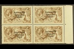 1925  2s 6d Chocolate Brown, SG 83, Marginal Block Of 4 Showing The Variety "Wide And Narrow Date" As 2 Vertical Pairs,  - Altri & Non Classificati