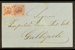 NAPLES  1859 - 61 POSTAL FORGERIES 1860 Cover To Gallipoli Franked 2gr Brown Rose, Plate III In Combination With 2g Lila - Unclassified