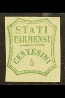 PARMA  1859 5c Blue Green, Provisional Govt, Variety "Short A", Sass 12b, Very Fine Mint, Large Part Og. Some Offsett On - Non Classificati