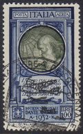 1932  100L Blue And Olive Dante Society Air Post, Sassone 41, Superb Genuine Used With Lovely Illustrated Air Cruise Cir - Unclassified