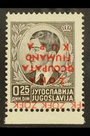 FIUME & KUPA ZONE  1941 25p Black DOUBLE OVERPRINT - One In Silver And The Other Inverted In Red, Sassone 1c, Fine Mint  - Non Classificati