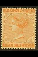 1870-83  4d Red-orange, SG 11a, Fine Mint, Light Bend. For More Images, Please Visit Http://www.sandafayre.com/itemdetai - Jamaica (...-1961)