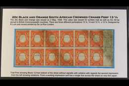 1938 TRIAL PRINT BLOCK OF TWELVE  20c Black And Orange, As SG 139, A Superb Imperf Trial Printing Block Of Twelve Showin - Vide