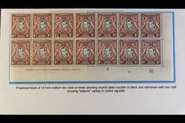 1942  1c Black And Chocolate Brown, Perf 13¼ X 13¾, SG 131, A Fine Never Hinged Mint Plate Block Of Twenty From The Bott - Vide